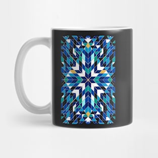 Triangles 2 abstract tribal blue pattern Mug